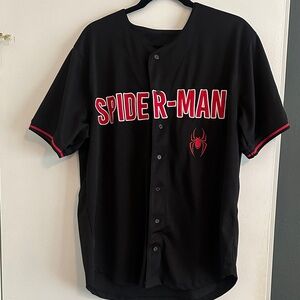Spider-Man Miles Morales Black Baseball Jersey LG